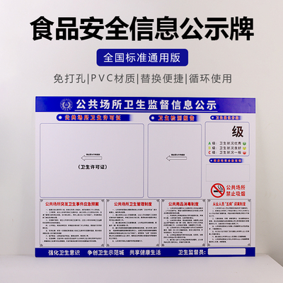 公共场所卫生监督公示牌食品安全信息公示栏展示板营业执照框架