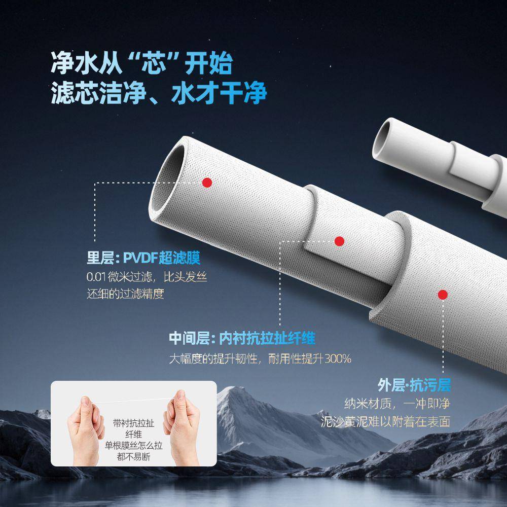 超滤膜净水器滤芯纯水机UF前置过滤管超全屋过滤直饮水机