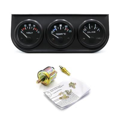 汽车mm通用v改装LED三合一三联油压电压水温带传感器监测仪表