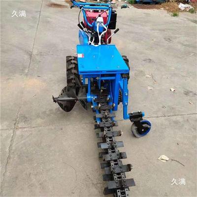 开沟机果园施肥工程管道电缆开槽机柴油链式手扶小型链条挖沟机