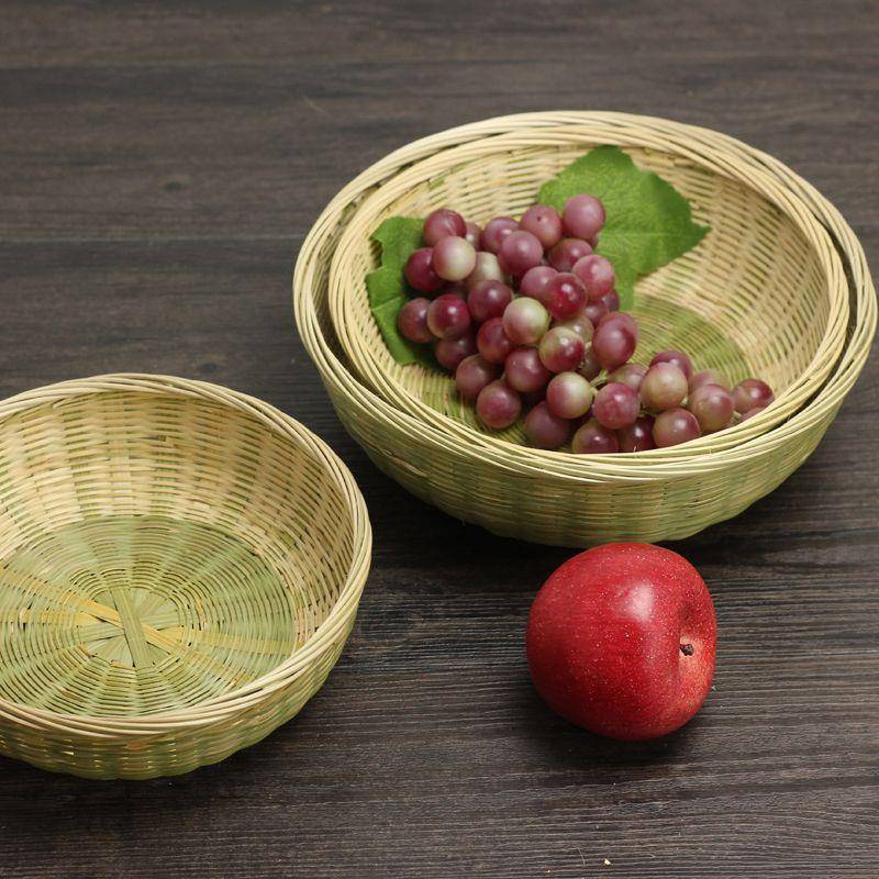 家用手工竹编篮盛馍馒头筐竹篮子厨房收纳藤编洗菜蓝水果沥水箩筐