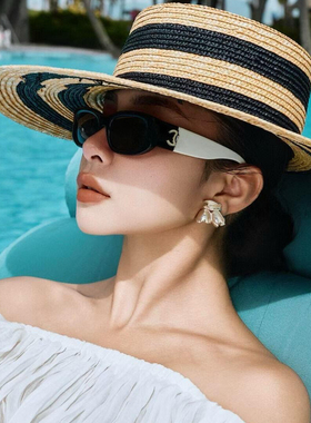 赫本小香风高级感熊猫拼色墨镜Jennie同款防晒防紫外线时髦太阳镜