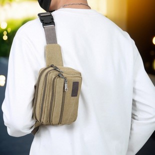 腰包男复古多功能斜挎卡扣胸包户外运动跑步手机包工地防水收银包