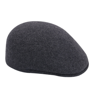 高端春秋冬季纯羊毛帽子男女士鸭舌帽保暖护耳前进中老年人贝雷帽
