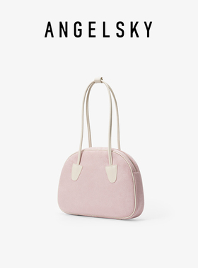 ANGELSKY棒球包粉色包包女托特包秋冬保龄球包小众腋下包单肩可爱