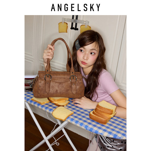 ANGELSKY复古高级感机车风腋下包