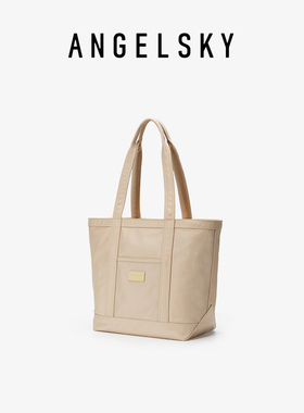ANGELSKY帆布托特包女大容量上课通勤秋冬单肩包带拉链可装mini