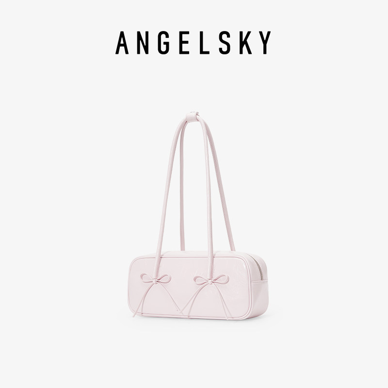ANGELSKY原创设计腋下包单肩法棍包女小众保龄球包高级感粉色包包 - 实物图