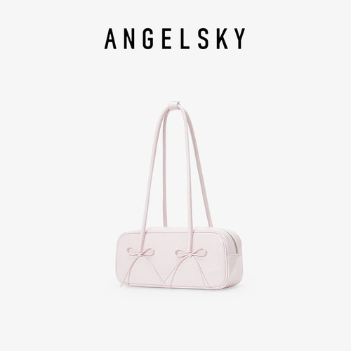 ANGELSKY蝴蝶结粉色腋下法棍包