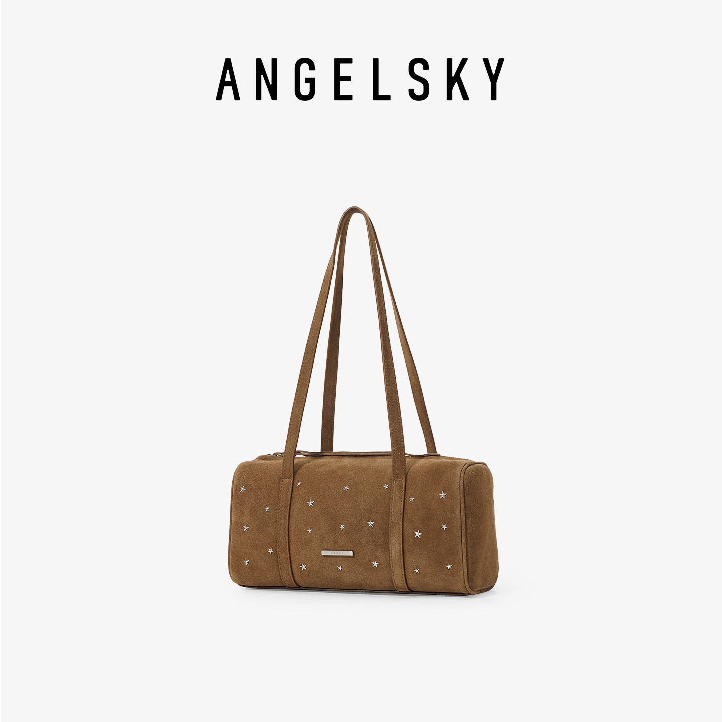 ANGELSKY原创设计单肩棕色麂皮包腋下包新款中号美拉德流苏包包