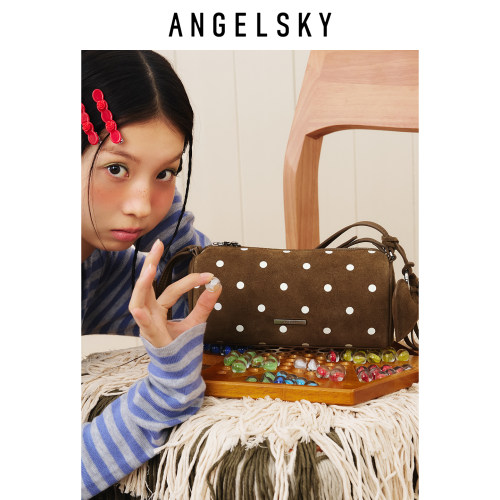 ANGELSKY原创设计豹纹笔筒包斜挎
