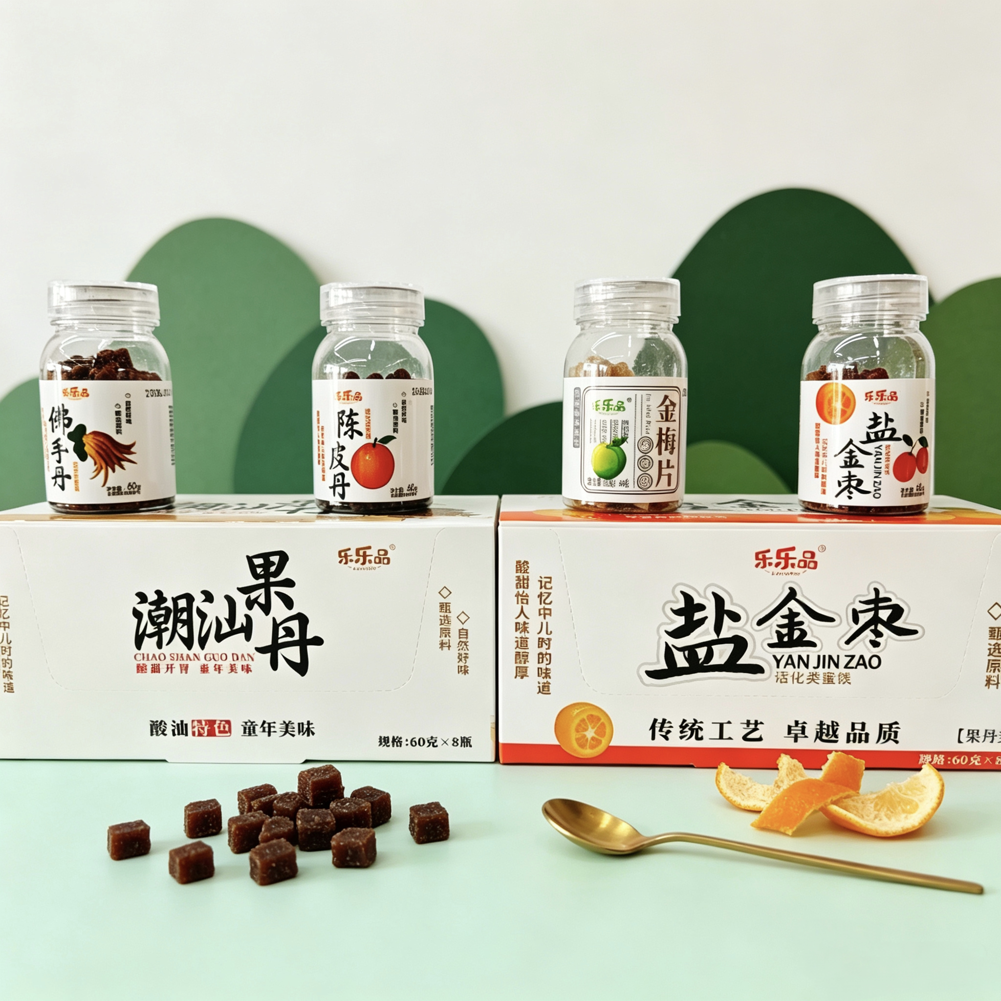 乐乐品潮汕特色果丹盐金枣金梅片佛手丹陈丹皮酸甜开胃怀旧蜜饯