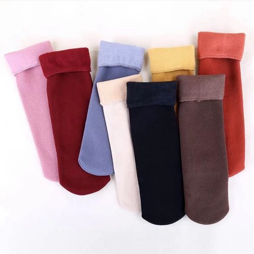 女中筒黑色加厚保暖条纹加绒袜子