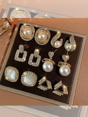 Ретро универсальные серьги из жемчуга, легкий роскошный стиль, инкрустировано бриллиантами, кошачий глаз, коллекция 2023, изысканный стиль