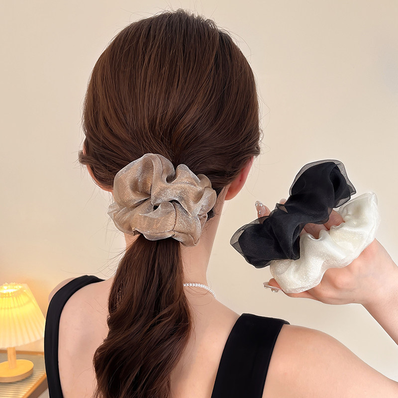 双层网纱感丸子头大肠发圈女