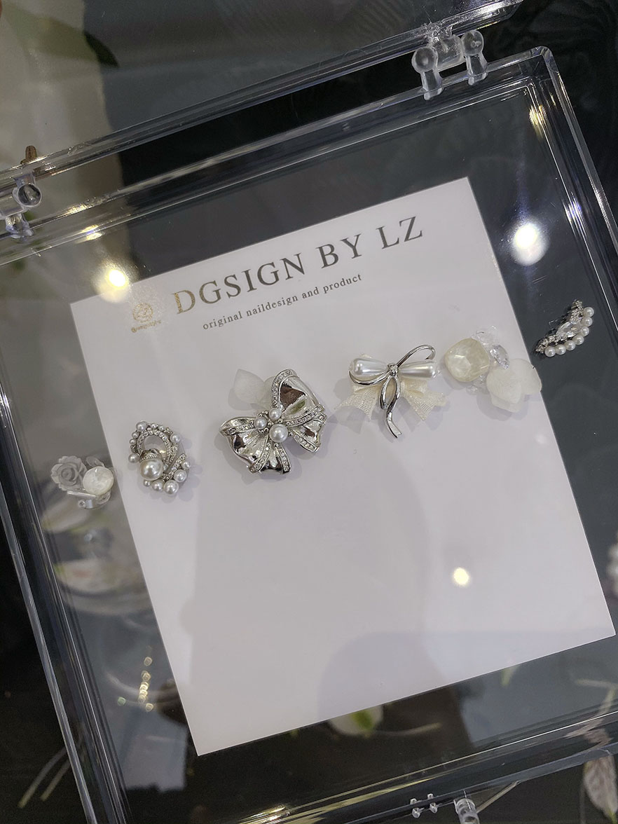正品LZ高定美甲饰品婚系珍珠少女蝴蝶结美甲饰品组装套盒珍珠钻饰