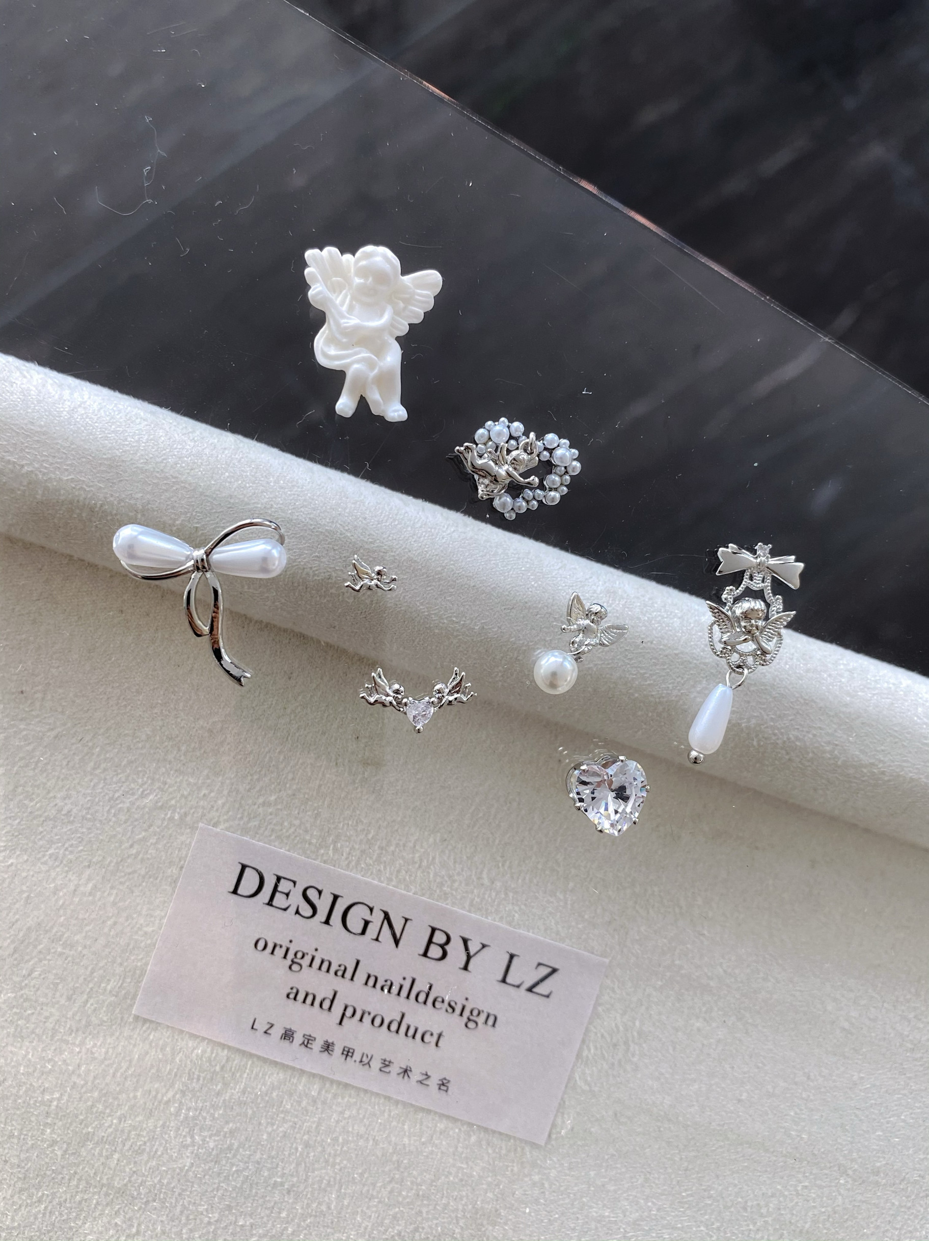lz高定爱心天使情人节美甲饰品