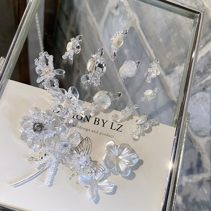 正品LZ高定【水晶珠绣｜手工成品钻】LZ 独家 南法婚浪漫美甲饰品