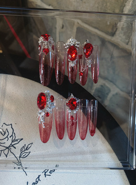 正品LZ高定美甲饰品玛丽红气养人系列2025新年红限定手工钻饰组钻