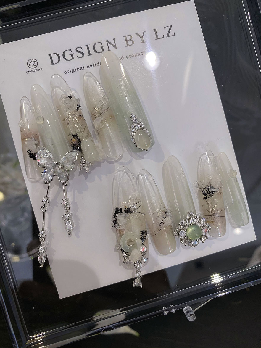 正品LZ高定美甲饰品新中式国风现代浮生梦珠宝系列似琉光蝶蝴蝶钻