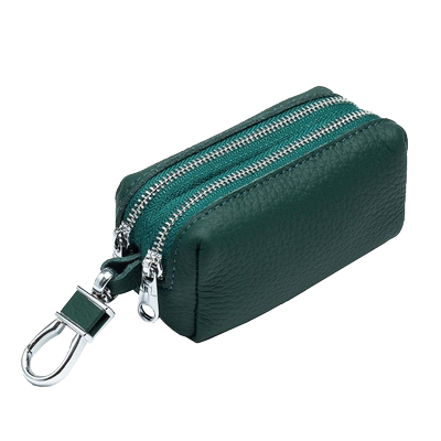 真皮钥匙包双层拉链零钱包通用