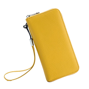 真皮钱包女长款招财黄色男皮夹卡包防盗刷防消磁转运大容量手机包