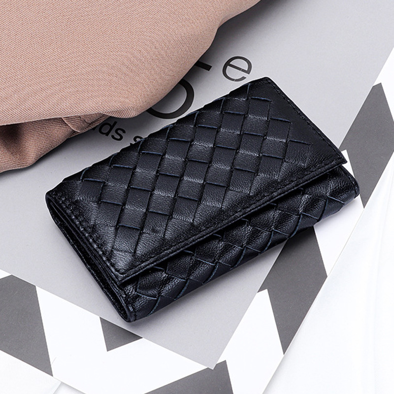 羊皮编织钥匙包套真皮多功能便携式