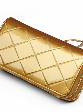 招财钱包黄色拉链长款女手机包卡包一体两用做生意放百元高级感男