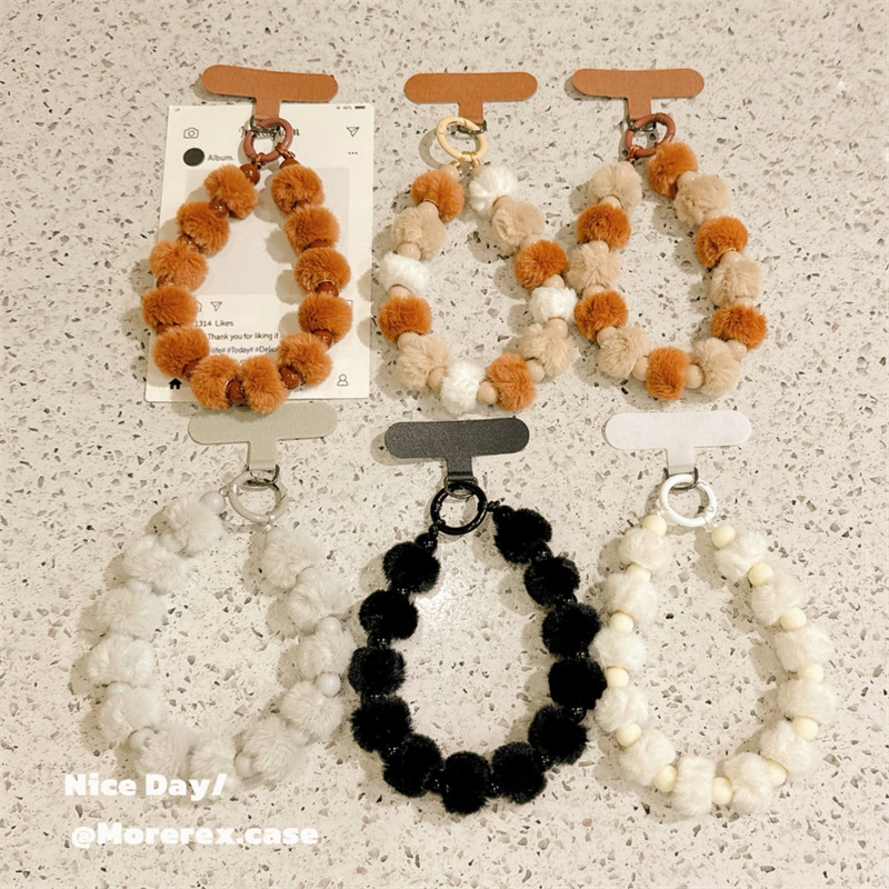 Morerex秋冬手机挂绳毛绒球串珠手链短款手提链毛茸茸挂件串珍珠手串钥匙扣防丢链手机壳吊绳防掉女创意新款,3C数码配件,手机挂件/手机链,淘宝优惠券,粉丝福利购,淘宝优惠卷