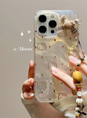 ins韩系hellokitty波点适用苹果15手机壳带挂绳iphone13ProMax趣味新款12小众女防摔14pro硅胶全包16pro软壳