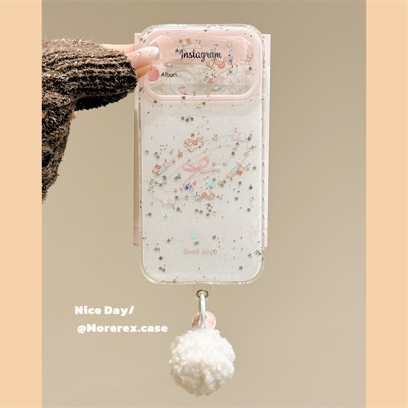 MoreRex软萌可爱少女心亮片闪粉星星小马狗狗适用苹果17手机壳iphone16promax新款15pro双层14防摔17保护套13