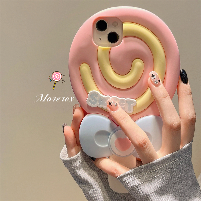 ins风粉色创意棒棒糖适用苹果16ProMax手机壳迷你iPhone13新款12女款14pro防摔11小众13pro硅胶全包软保护套