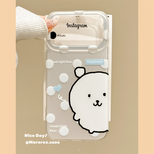 MoreRex 日韩ins可爱波点疲惫小熊适用苹果18手机壳iphone17promax新款18pro全包15防摔保护套14女16网红超火