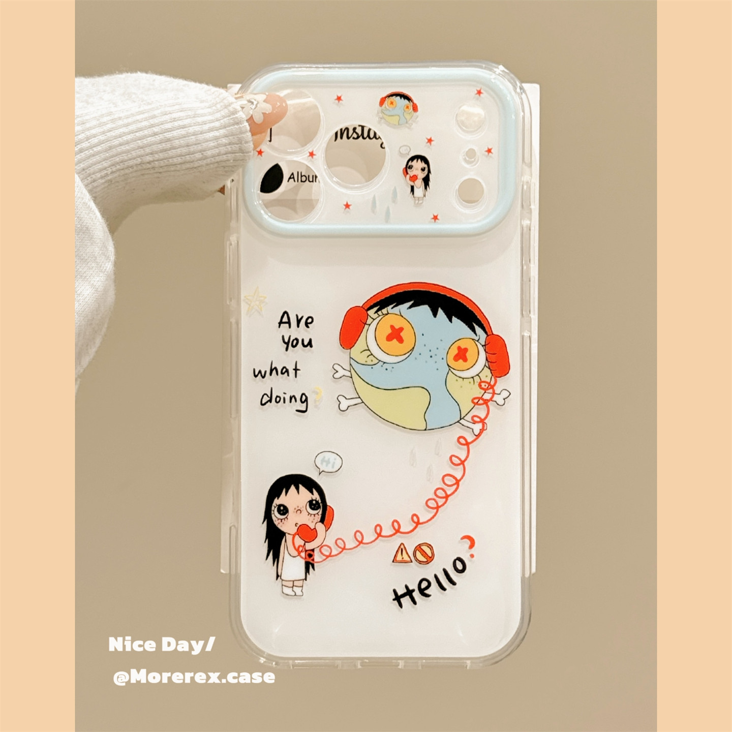 MoreRex ins可爱星星打电话小玉适用苹果17手机壳双层iphone16promax新款17pro全包14防摔保护套13女款15网红