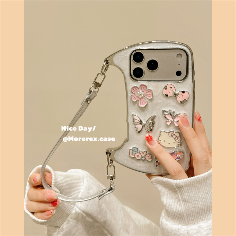 MoreRex 滴胶ins立体哈喽kt蝴蝶包包适用苹果17手机壳iphone16promax新款15pro手提挂绳14防摔保护套13女款17