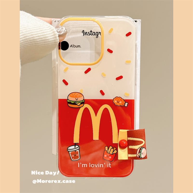 MoreRex 趣味创意汉堡薯条M标签适用苹果15手机壳iphone16promax新款14双层13全包防摔保护套16pro男女款小众