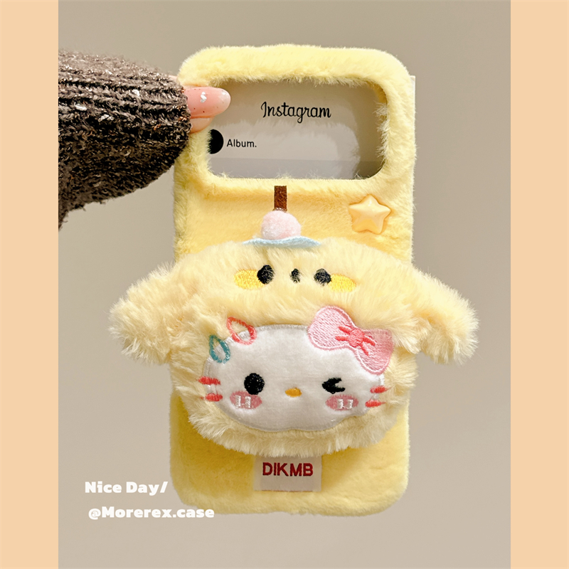 MoreRex立体可爱毛绒茸水果哈喽KT猫适用苹果17手机壳iphone16promax新款15pro秋冬14防摔保护套13卡通17女款