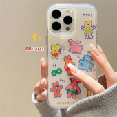 涂鸦卡通搞怪动物女孩适用苹果15promax手机壳趣味iphone16新款 13手机套12女14pro硅胶13promax防摔11全包男