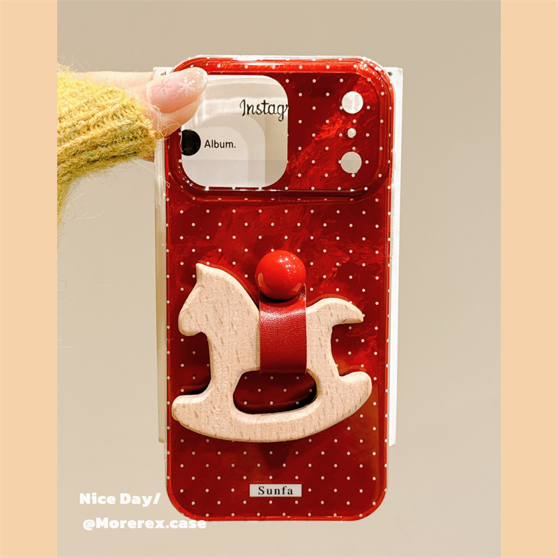MoreRex新年简约红波点木马指环扣适用苹果17手机壳iphone16promax新款15pro双层14防摔保护套13喜庆17全包女,3C数码配件,手机保护套/壳,淘宝优惠券,粉丝福利购,淘宝优惠卷