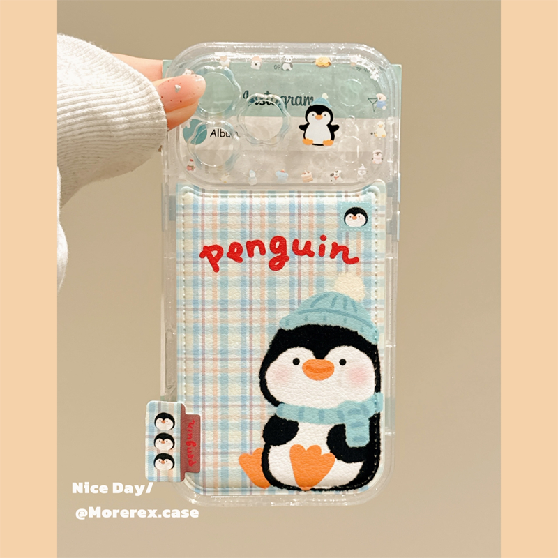 MoreRex 趣味可爱格纹萌萌企鹅适用苹果17手机壳iphone16promax新款15pro创意14防摔保护套13超好看17pro女款