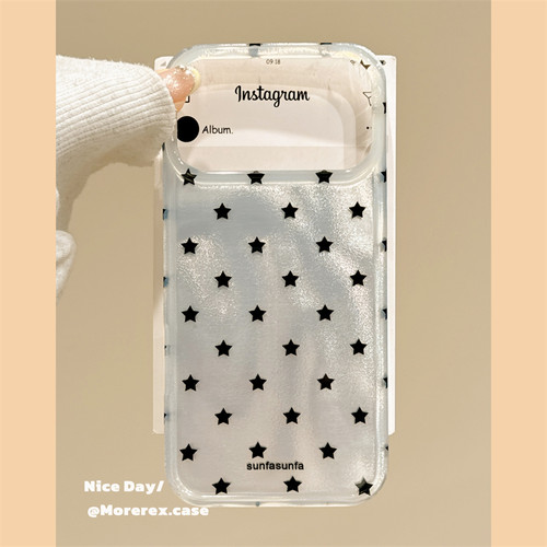 MoreRex ins韩系超好看水波纹五角星适用苹果17手机壳iphone16promax新款17pro全包14防摔保护套13女15高级感