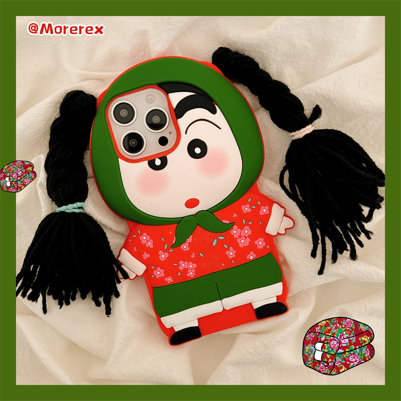 搞怪东北花棉袄小新适用苹果16手机壳iPhone16promax新款15Pro全包硅胶15小众14防摔套14Pro苹果13立体12创意