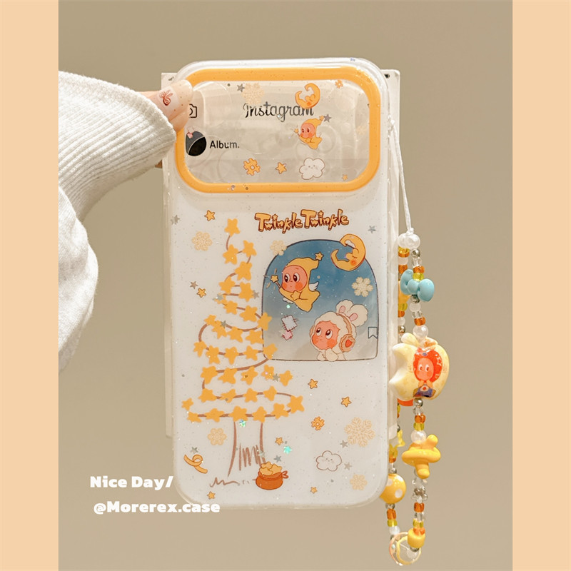 MoreRex细闪卡通可爱星星小人圣诞树适用苹果17手机壳iphone16promax新款15pro双层14防摔保护套13带链条17女