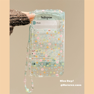 MoreRex 17pro双层14防摔保护套13全包15女 半透绿色春天少女碎花ins韩系适用苹果17手机壳iphone16promax新款
