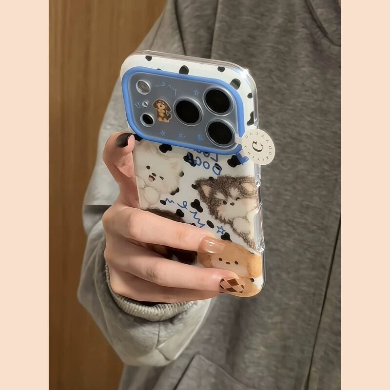 MoreRex 甜妹ins可爱牛奶纹涂鸦猫咪狗狗适用苹果18手机壳iphone17promax新款18pro全包15防摔保护套14女款16