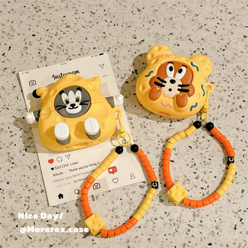 MoreRex立体可爱奶酪猫咪老鼠适用苹果新4代airpods蓝牙无线耳机保护套1/2/3硅胶软壳airpodspro三代男女新款