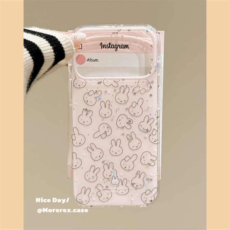MoreRex 韩系ins细闪粉色满屏兔子脑袋适用苹果17手机壳iphone16promax新款17pro双层14防摔保护套13可爱15女,3C数码配件,手机保护套/壳,淘宝优惠券,粉丝福利购,淘宝优惠卷