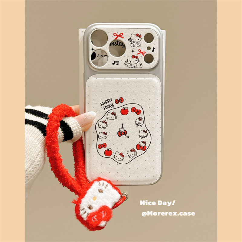 MoreRex 米白波点kitty时钟适用苹果17手机壳iphone16promax新款17pro全包14防摔保护套13可爱卡通15女款手提,3C数码配件,手机保护套/壳,淘宝优惠券,粉丝福利购,淘宝优惠卷