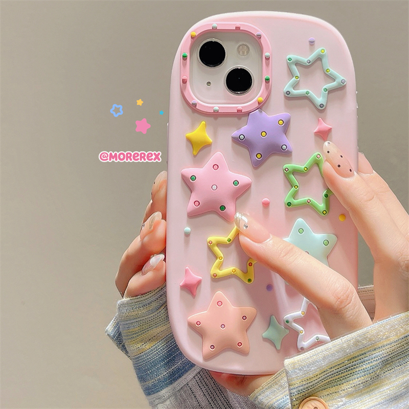 立体彩色星星粉色适用苹果15promax手机壳少女心iphone16新款12日韩风11女款14promax硅胶13pro防摔手机套软