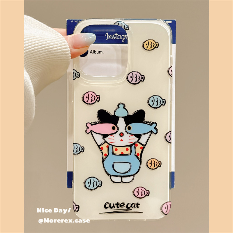 MoreRex 趣味可爱抓鱼小猫咪适用苹果15手机壳iphone16promax新款14双层13防摔保护套16pro女款卡通搞怪ins风,3C数码配件,手机保护套/壳,淘宝优惠券,粉丝福利购,淘宝优惠卷